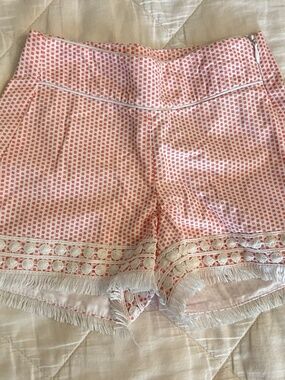 Bella Bliss cotton floral print girls’ shorts with crochet trim and fringe